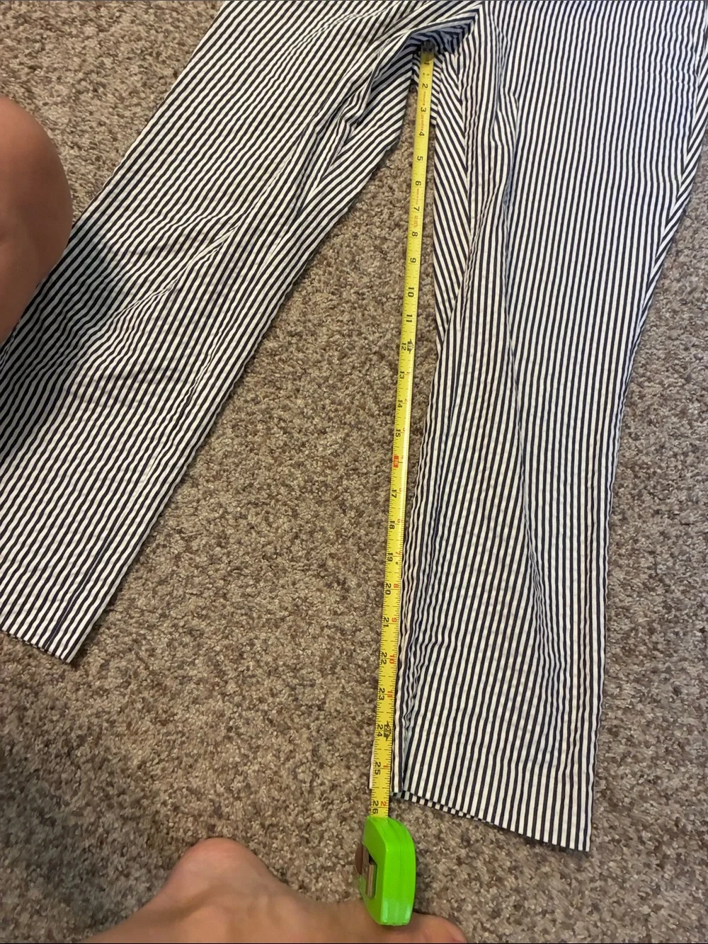 J. Crew Navy and White Striped Women's Trousers